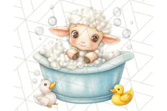 Farm Animal Babies in Bubble Bath PNG, Nursery Clipart Product Image 2