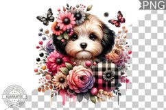 Dog With Flowers Sublimation - Clipart PNG Design Product Image 1