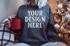 Comfort Colors 1566 Pepper Sweatshirt Mockup Real Model Product Image 1