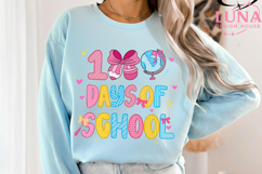 Preppy Happy 100 Days of School Png, 100 Days of School PNG Product Image 3