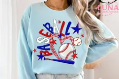 Preppy Baseball Mama Bow Glitter Png, Baseball Game Day Png Product Image 1