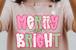 Plaid Merry and Bright Png, Coquette Christmas Png Product Image 1