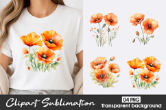 Orange Poppy Watercolor Clipart PNG Product Image 1