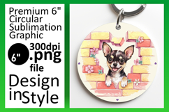 Artful Round Design for Keychains , Cute Dog Product Image 1