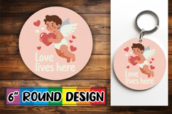 Cheerful Keychain Round Design PNG, Cupid Product Image 1