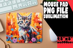 Adorable Cat with Vibrant Flowers Mouse Pad PNG Product Image 1