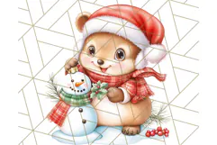 Vintage Christmas Clipart PNG, Cute Animals Holiday Elements Product Image 2