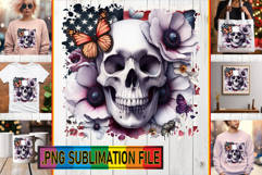 Charming TOTE BAG Art PNG, Skull USA Product Image 1