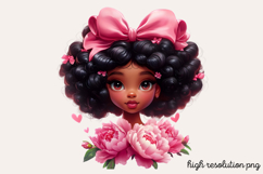 Cute Black Girl with Flower Clipart PNG Product Image 1