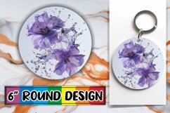 Tranquil Tide: Round Floral Water Design Keychain PNG Product Image 1