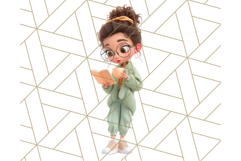Kawaii Cozy Girl Clipart PNG, Pastel Fall Cozy Aesthetic Product Image 2