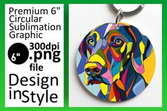 Colorful Abstract Dog Round Design Keychain Art Product Image 1