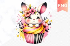 Easter Bunny And Cupcake Sublimation - Clipart PNG Product Image 1