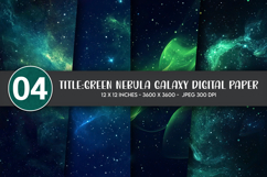 Green Nebula Galaxy Digital Paper Product Image 1