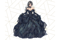 Victorian Gothic Wedding Dress PNG, Dark Bridal Clipart Product Image 2