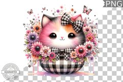 Cat With Flowers Sublimation - Clipart PNG Design Product Image 1