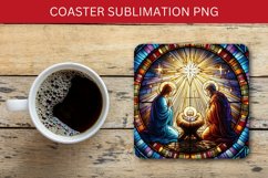 square coaster - stained glass nativity Product Image 1