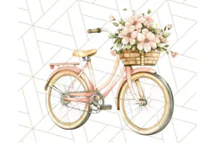 Bicycle with Flowers PNG, Pastel Spring Floral Bike Clipart Product Image 2
