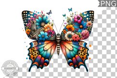 Vibrant Floral Butterfly Sublimation - Clipart PNG Design Product Image 1