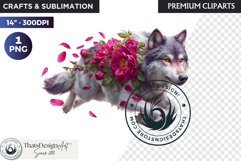 Floral Wolf Fantasy clipart, Botanical Wildlife Graphics PNG Product Image 1