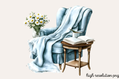 Blue Cozy Spring Home Clipart PNG Product Image 1