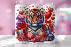 Valentine's Day Baby Tiger Tumbler Wrap Sublimation Design Product Image 1