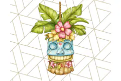 Tropical Tiki Friends PNG Clipart, Cute Summer Art Product Image 2