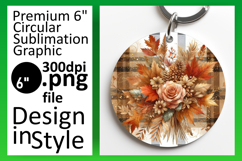 Stylish Circle Design Keychain PNG , Autumn Flower Product Image 1