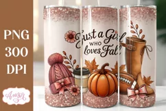 Just a girl who loves fall tumbler wrap sublimation PNG 20oz Product Image 1