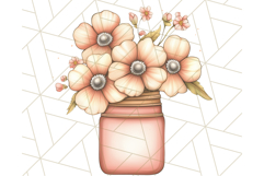 Flowers in Glass Jars PNG, Rustic Floral Watercolor Clipart Product Image 2