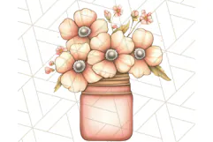 Flowers in Glass Jars PNG, Rustic Floral Watercolor Clipart Product Image 2