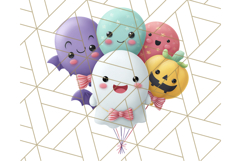 Kawaii Halloween Clipart Cute Kids and Candy Elements Png Product Image 2