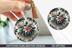 Flower Keychain Sublimation - Autumn Keychain PNG Design Product Image 1