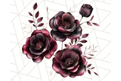 Gothic Floral PNG, Dark Aesthetic Flowers Clipart Print Product Image 2