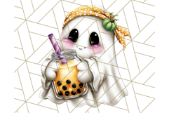 Ghost Café PNG Clipart, Cute Ghost Baristas Halloween Treats Product Image 2