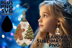 Joyful Teardrop Earrings Designs PNG, Christmas Product Image 1