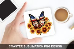 4Th Of July Butterfly- Coaster Sublimation Design Product Image 1