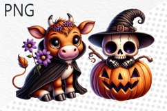 Halloween Cow Sublimation - Clipart PNG Design Product Image 1