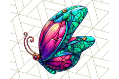 Stained Glass Hearts and Butterflies Clipart PNG Product Image 2
