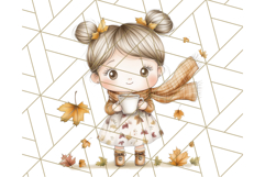 Pumpkin Spice Chibi Girls, Fall Accessories PNG, Cozy Autumn Product Image 2