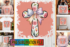 Fun Tote Bag Art PNG, Cross and Bow Product Image 1