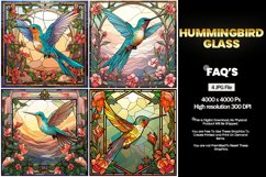 Hummingbird Stained Glass Square Coaster - 04 Variations Product Image 2