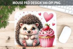 Watercolor Hedgehog Mouse Pad Sublimation - Valentines PNG Product Image 1