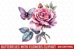 Butterflies With Flowers Clipart Product Image 1