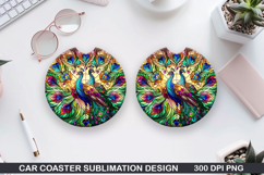 Pavo Car coaster sublimation, Valentines Coaster PNG Product Image 1