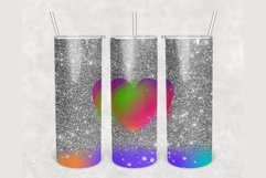 Faux Silver Glitter Heart 20 oz sublimation design tumbler Product Image 1
