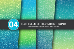 Teal Green Glitter Digital Paper Product Image 1