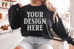 Gildan 18000 Black Mockup , Crewneck Sweatshirt Boho Mock-up Product Image 1
