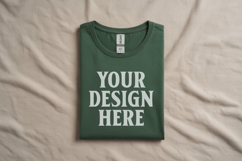 Gildan 64000 Charcoal Folded T-Shirt Mockup | Flat Lay Unise Product Image 1