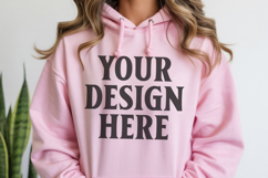 Light Pink Gildan 18500 Hoodie Sweatshirt Mockup, Unisex Product Image 1